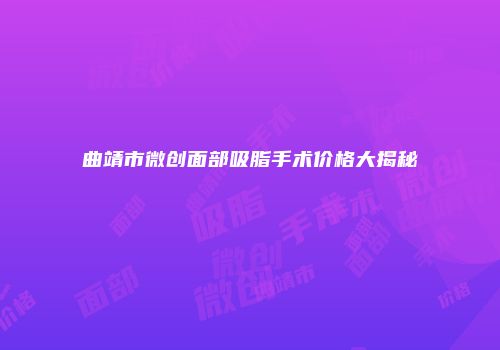 曲靖市微创面部吸脂手术价格大揭秘