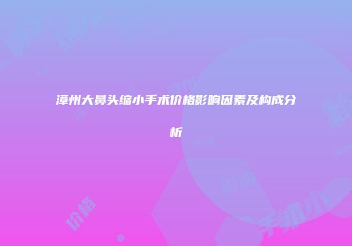 漳州大鼻头缩小手术价格影响因素及构成分析