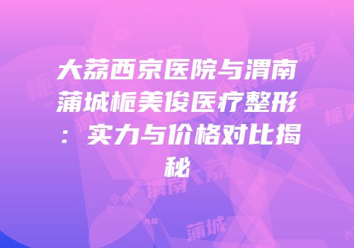 大荔西京医院与渭南蒲城栀美俊医疗整形：实力与价格对比揭秘