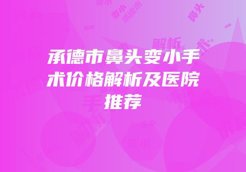 承德市鼻头变小手术价格解析及医院推荐
