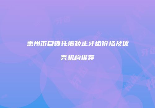 惠州市自锁托槽矫正牙齿价格及优秀机构推荐