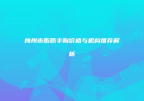 梅州市脂肪丰胸价格与机构推荐解析