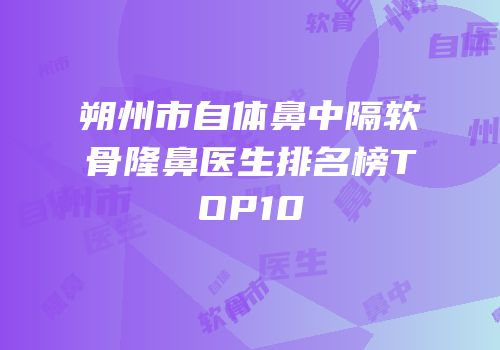 朔州市自体鼻中隔软骨隆鼻医生排名榜TOP10