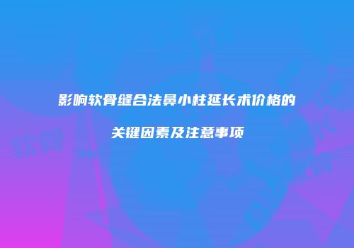 影响软骨缝合法鼻小柱延长术价格的关键因素及注意事项