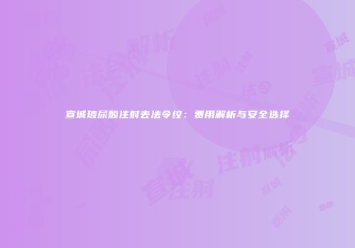 宣城玻尿酸注射去法令纹：费用解析与安全选择