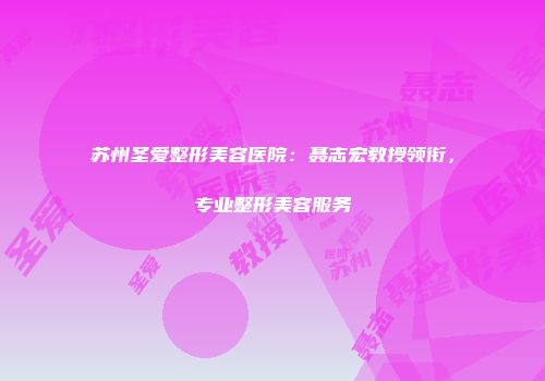 苏州圣爱整形美容医院：聂志宏教授领衔，专业整形美容服务