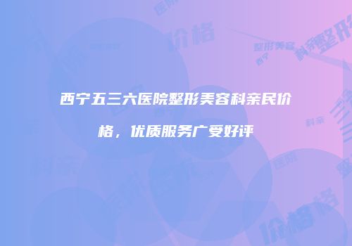 西宁五三六医院整形美容科亲民价格，优质服务广受好评