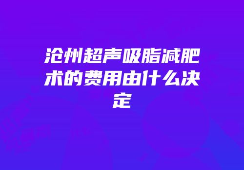 沧州超声吸脂减肥术的费用由什么决定