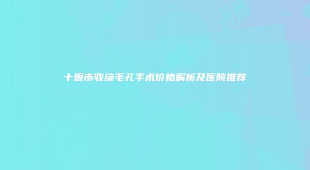 十堰市收缩毛孔手术价格解析及医院推荐