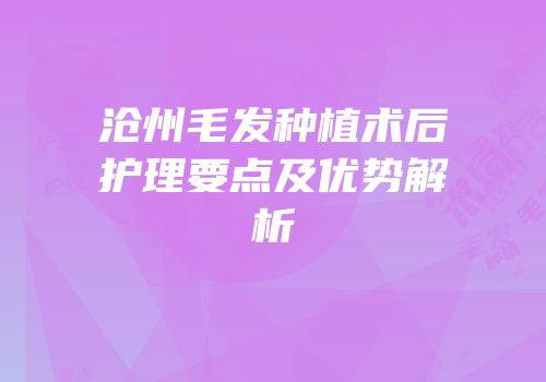 沧州毛发种植术后护理要点及优势解析