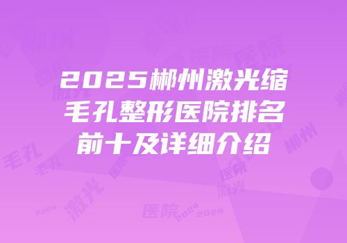 2025郴州激光缩毛孔整形医院排名前十及详细介绍