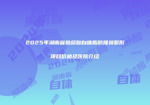 2025年湖南省玻尿酸自体脂肪隆鼻整形项目价格及医院介绍