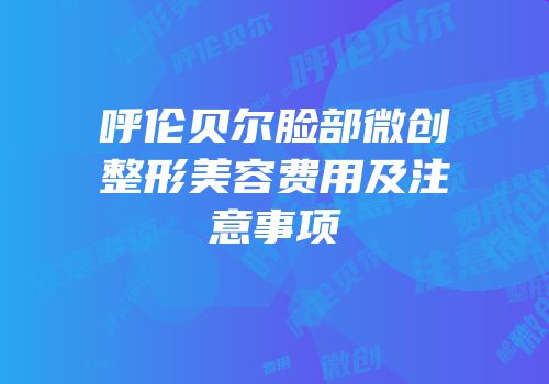 呼伦贝尔脸部微创整形美容费用及注意事项
