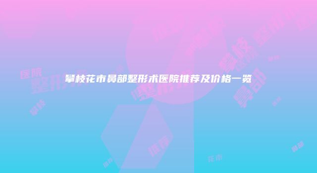 攀枝花市鼻部整形术医院推荐及价格一览