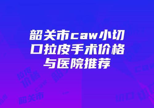 韶关市caw小切口拉皮手术价格与医院推荐