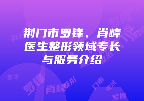 荆门市罗锋、肖峰医生整形领域专长与服务介绍