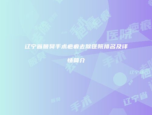 辽宁省腋臭手术疤痕去除医院排名及详情简介