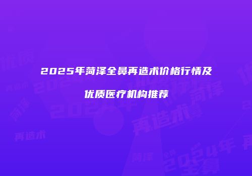 2025年菏泽全鼻再造术价格行情及优质医疗机构推荐