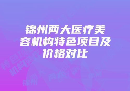 锦州两大医疗美容机构特色项目及价格对比