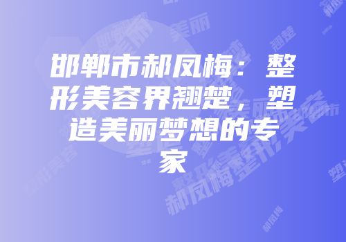 邯郸市郝凤梅：整形美容界翘楚，塑造美丽梦想的专家