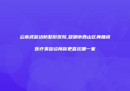 云南武警边防整形医院,昆明市西山区典雅阁医疗美容诊所你更喜欢哪一家