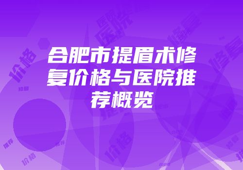 合肥市提眉术修复价格与医院推荐概览