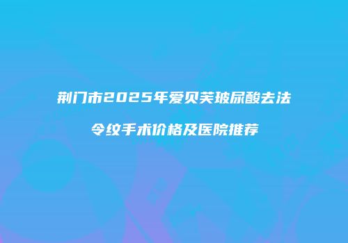 荆门市2025年爱贝芙玻尿酸去法令纹手术价格及医院推荐