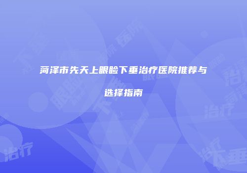 菏泽市先天上眼睑下垂治疗医院推荐与选择指南