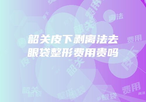 韶关皮下剥离法去眼袋整形费用贵吗
