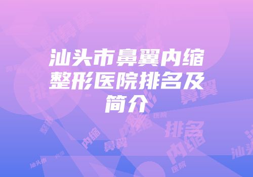 汕头市鼻翼内缩整形医院排名及简介