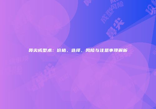 鼻尖成型术：价格、选择、风险与注意事项解析