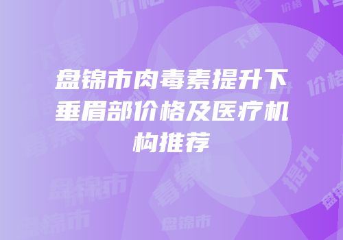 盘锦市肉毒素提升下垂眉部价格及医疗机构推荐
