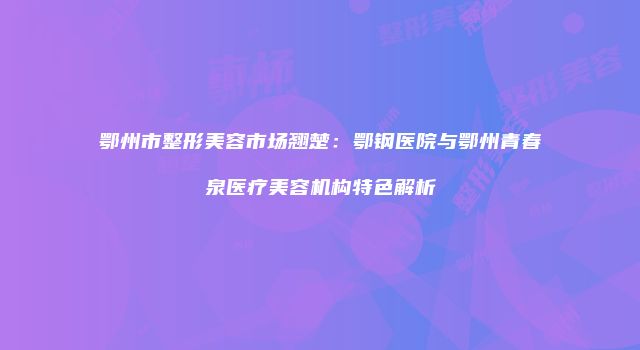 鄂州市整形美容市场翘楚：鄂钢医院与鄂州青春泉医疗美容机构特色解析
