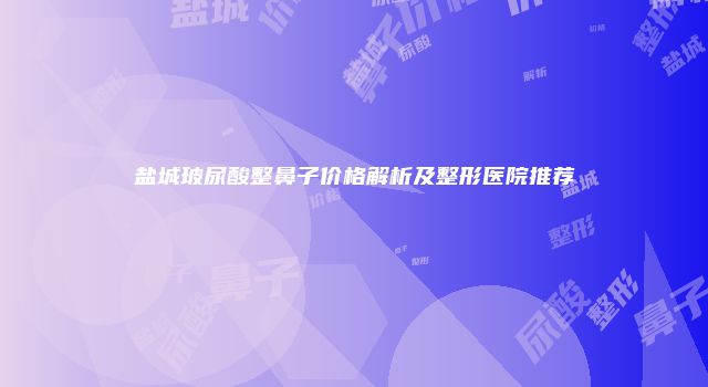 盐城玻尿酸整鼻子价格解析及整形医院推荐