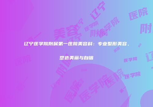 辽宁医学院附属第一医院美容科：专业整形美容，塑造美丽与自信