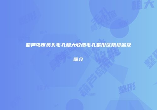 葫芦岛市鼻头毛孔粗大收缩毛孔整形医院排名及简介