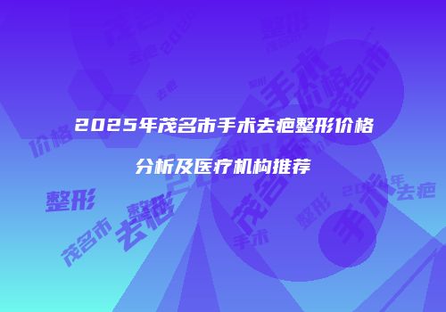 2025年茂名市手术去疤整形价格分析及医疗机构推荐