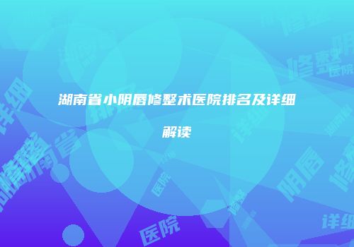 湖南省小阴唇修整术医院排名及详细解读