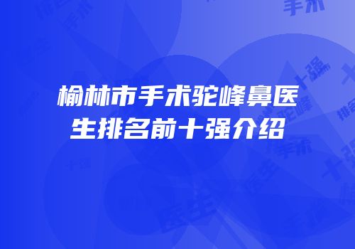 榆林市手术驼峰鼻医生排名前十强介绍