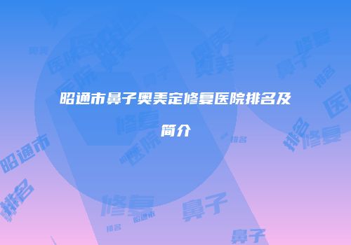 昭通市鼻子奥美定修复医院排名及简介