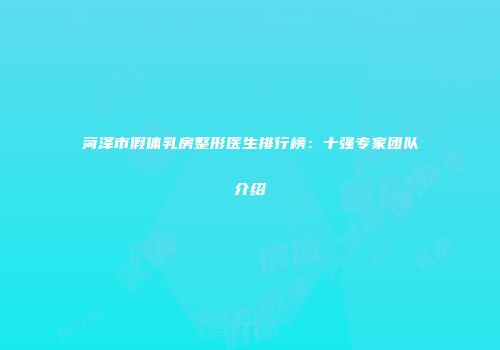 菏泽市假体乳房整形医生排行榜：十强专家团队介绍