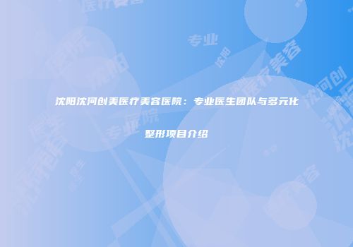 沈阳沈河创美医疗美容医院：专业医生团队与多元化整形项目介绍