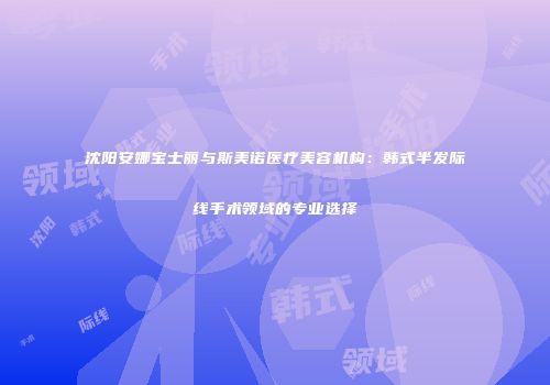 沈阳安娜宝士丽与斯美诺医疗美容机构：韩式半发际线手术领域的专业选择