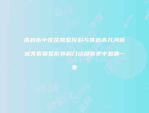 铁岭市中医医院整形科与铁岭市凡河新城美嘉丽整形外科门诊部你更中意哪一家