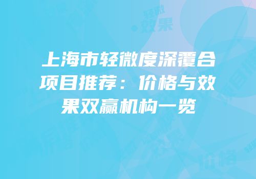 上海市轻微度深覆合项目推荐：价格与效果双赢机构一览