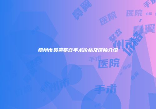 梧州市鼻翼整容手术价格及医院介绍