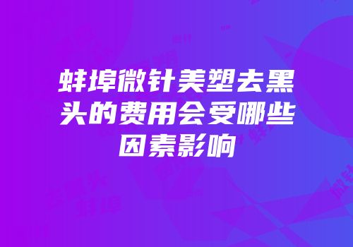 蚌埠微针美塑去黑头的费用会受哪些因素影响
