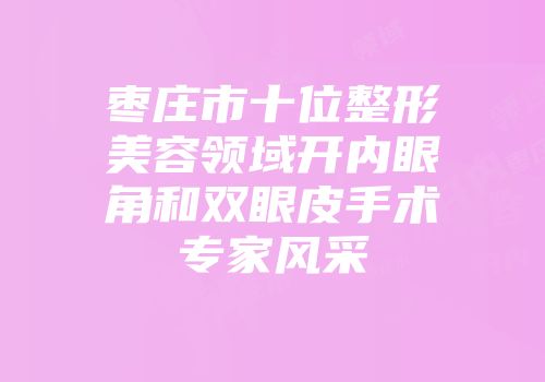 枣庄市十位整形美容领域开内眼角和双眼皮手术专家风采