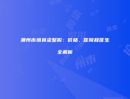 潮州市塌鼻梁整形：价格、医院和医生全解析
