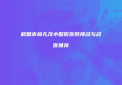 鹤壁市鼻孔改小整形医院排名与名医推荐